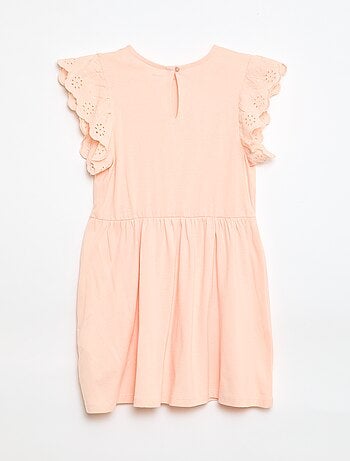 Robe en jersey avec manches courtes en broderies anglaises