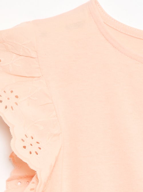 Robe en jersey avec manches courtes en broderies anglaises - Kiabi