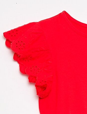 Robe en jersey avec manches courtes en broderies anglaises