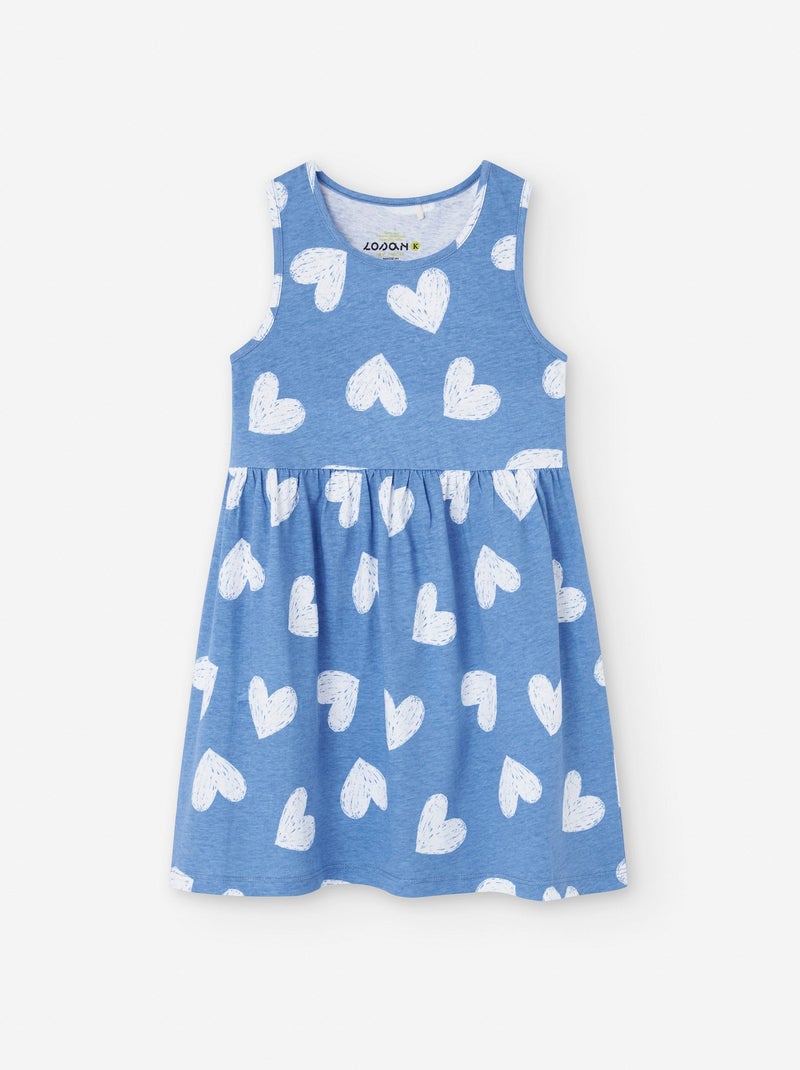 Robe en Jersey avec Motif de Cœurs Bleu - Kiabi