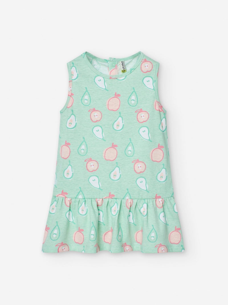 Robe en Jersey avec Motif de Fruits Vert clair - Kiabi