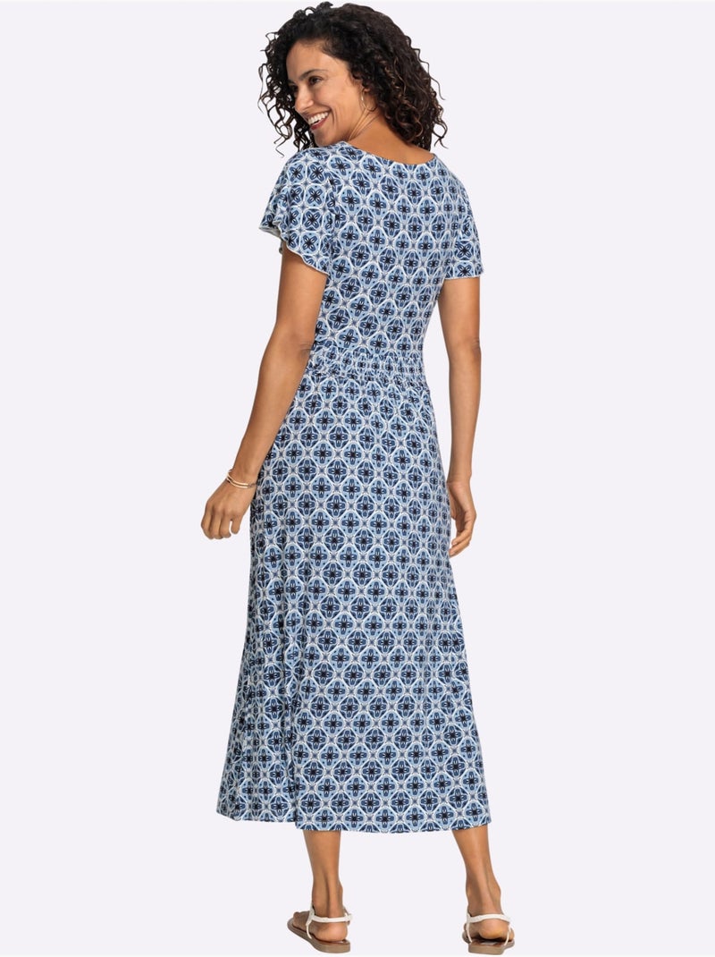 Robe En Jersey Avec Viscose (ecovero) - Taille Standard - Witt Bleu Ecru - Kiabi