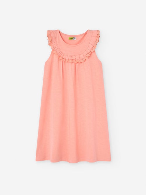 Robe en Jersey avec Volants et Broderie Anglaise - Kiabi