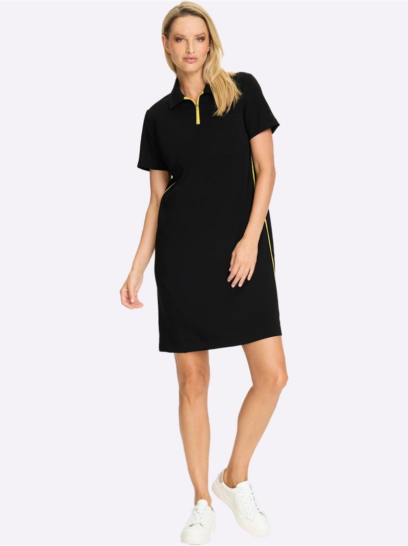 Robe En Jersey Bandes Latérales Contrastées - Taille Standard - helline Noir - Kiabi