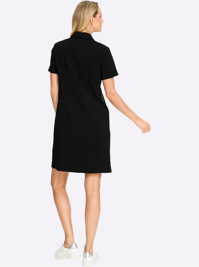 Robe En Jersey Bandes Latérales Contrastées - Taille Standard - helline Noir - Kiabi