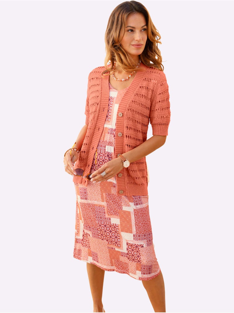 Robe En Jersey Coupe Affinante - Taille Standard - Witt Blanc Orange - Kiabi