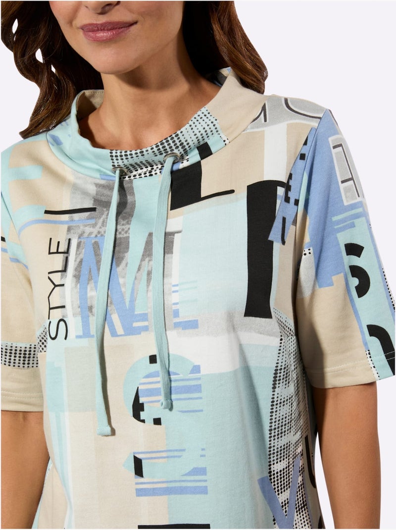 Robe En Jersey Coupe Affinante - Taille Standard - Witt Bleu Beige - Kiabi