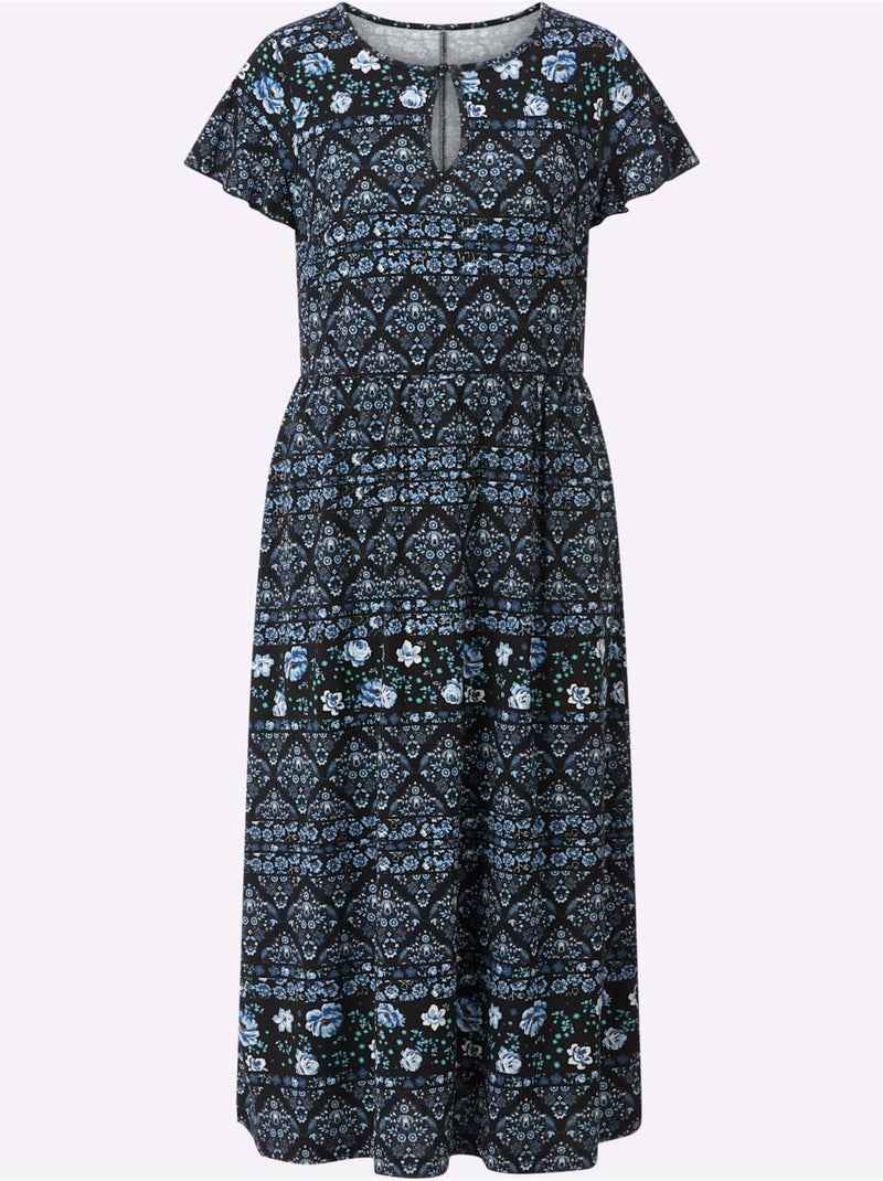 Robe En Jersey Coupe Affinante - Taille Standard - Witt Bleu Noir - Kiabi