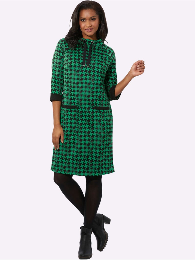 Robe en jersey coupe affinante - taille standard - witt Noir Vert Noir - Kiabi