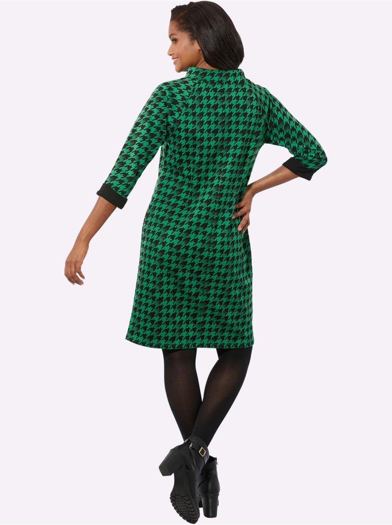 Robe en jersey coupe affinante - taille standard - witt Noir Vert Noir - Kiabi