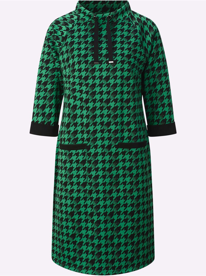 Robe en jersey coupe affinante - taille standard - witt Noir Vert Noir - Kiabi