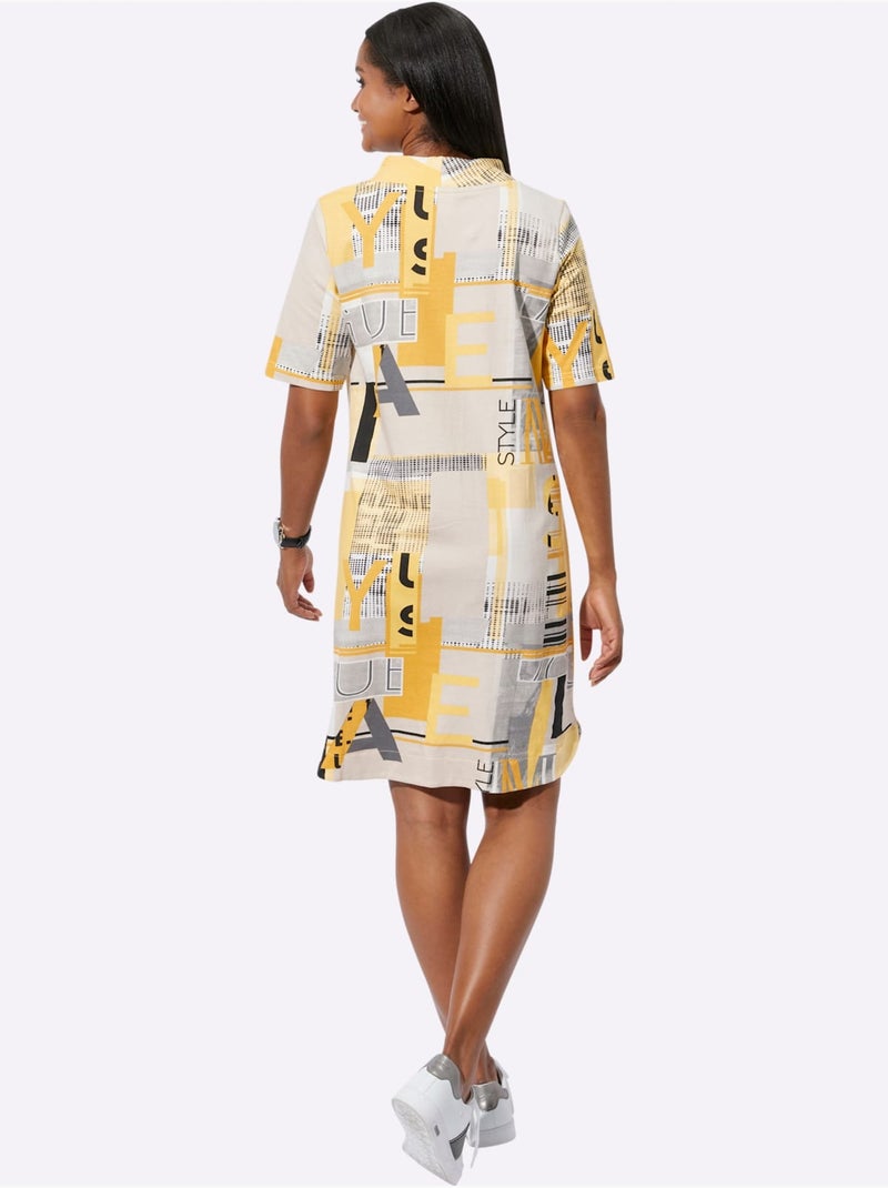 Robe En Jersey Coupe Affinante - Taille Standard - Witt Ocre - Kiabi