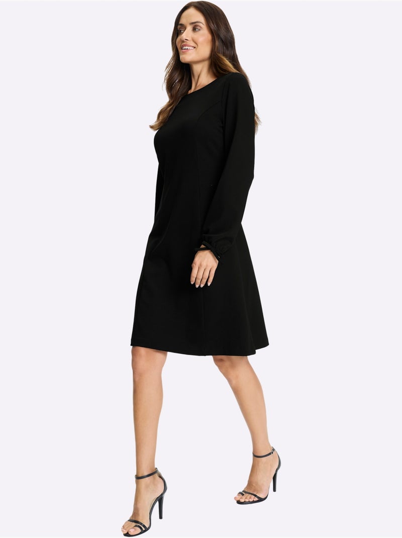Robe En Jersey Coutures Princesse Structurantes - Taille Standard - Helline Noir - Kiabi