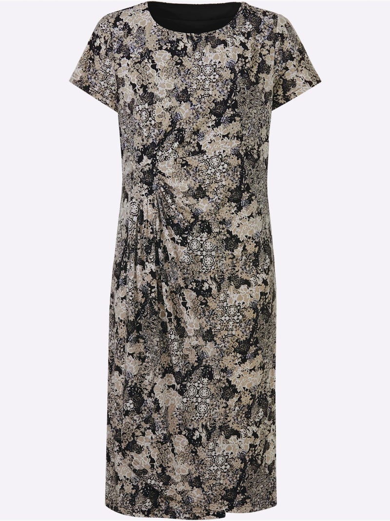 Robe En Jersey Effet Cache-cœur - Taille Standard - Witt Gris Ecru Bleu - Kiabi