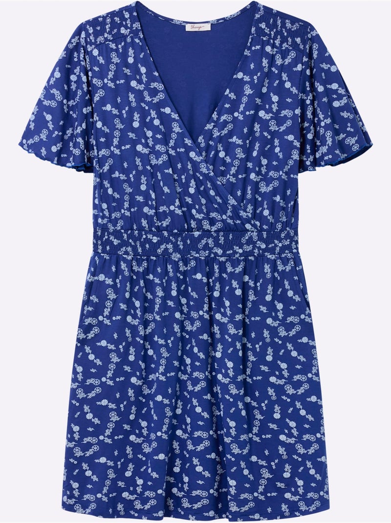 Robe En Jersey Encolure En V Affinante - Taille Standard - Sheego Bleu Bleu marine - Kiabi