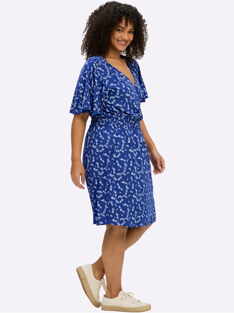 Robe En Jersey Encolure En V Affinante - Taille Standard - Sheego Bleu Bleu marine - Kiabi