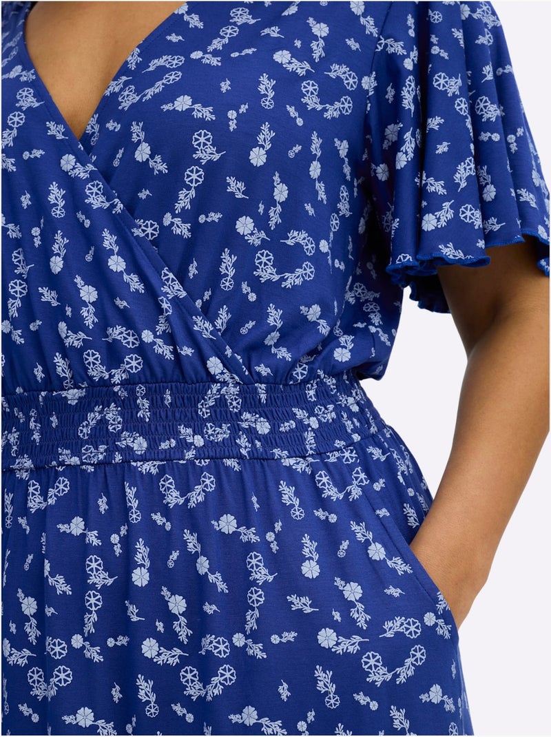 Robe En Jersey Encolure En V Affinante - Taille Standard - Sheego Bleu Bleu marine - Kiabi