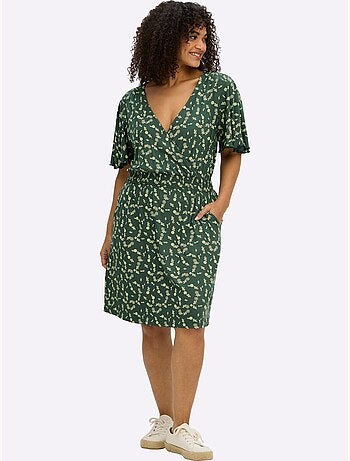 Robe En Jersey Encolure En V Affinante - Taille Standard - Sheego