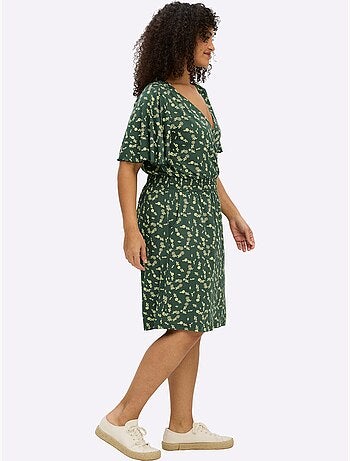 Robe En Jersey Encolure En V Affinante - Taille Standard - Sheego