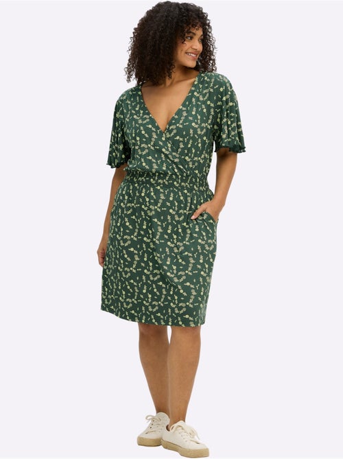 Robe En Jersey Encolure En V Affinante - Taille Standard - Sheego - Kiabi Robe En Jersey Encolure En V Affinante - Taille Standard - Sheego - Kiabi