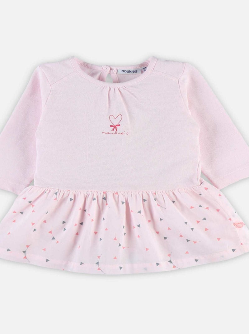 Robe en jersey et popeline Rose - Kiabi