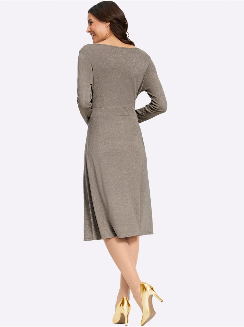 Robe En Jersey Fil Fantaisie Brillant - Taille Courte - Witt Gris taupe - Kiabi