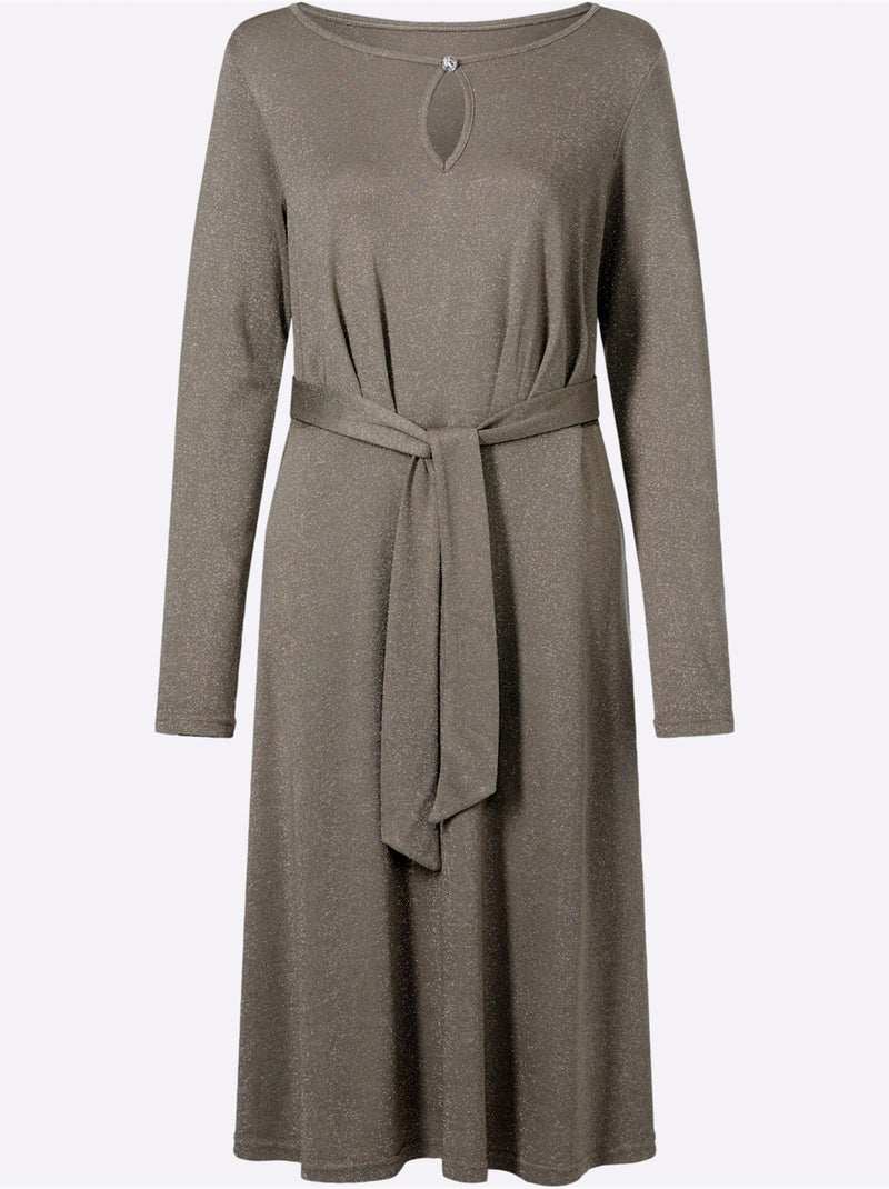 Robe En Jersey Fil Fantaisie Brillant - Taille Standard - Witt Gris taupe - Kiabi