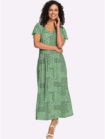 Robe en jersey fluide à col V et manches chauve-souris - Taille standard - Witt