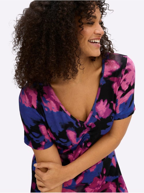 Robe En Jersey Fronce Légère à L'encolure En V - Taille Standard - Sheego - Kiabi