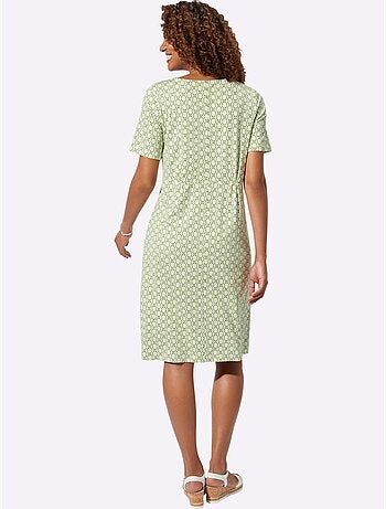 Robe en jersey imprimée à pois manches courtes col V - Taille standard - Witt