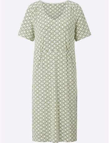Robe en jersey imprimée à pois manches courtes col V - Taille standard - Witt
