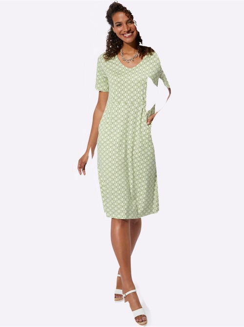Robe en jersey imprimée à pois manches courtes col V - Taille standard - Witt - Kiabi