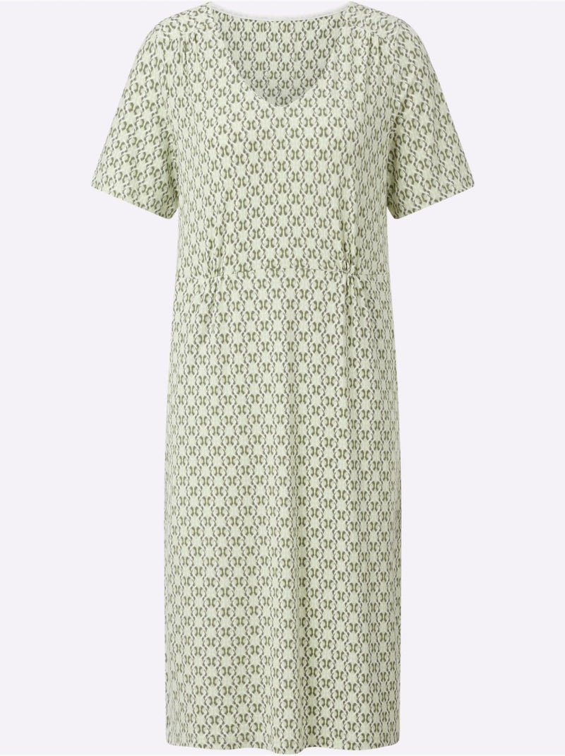 Robe en jersey imprimée à pois manches courtes col V - Taille standard - Witt Pistache - Kiabi