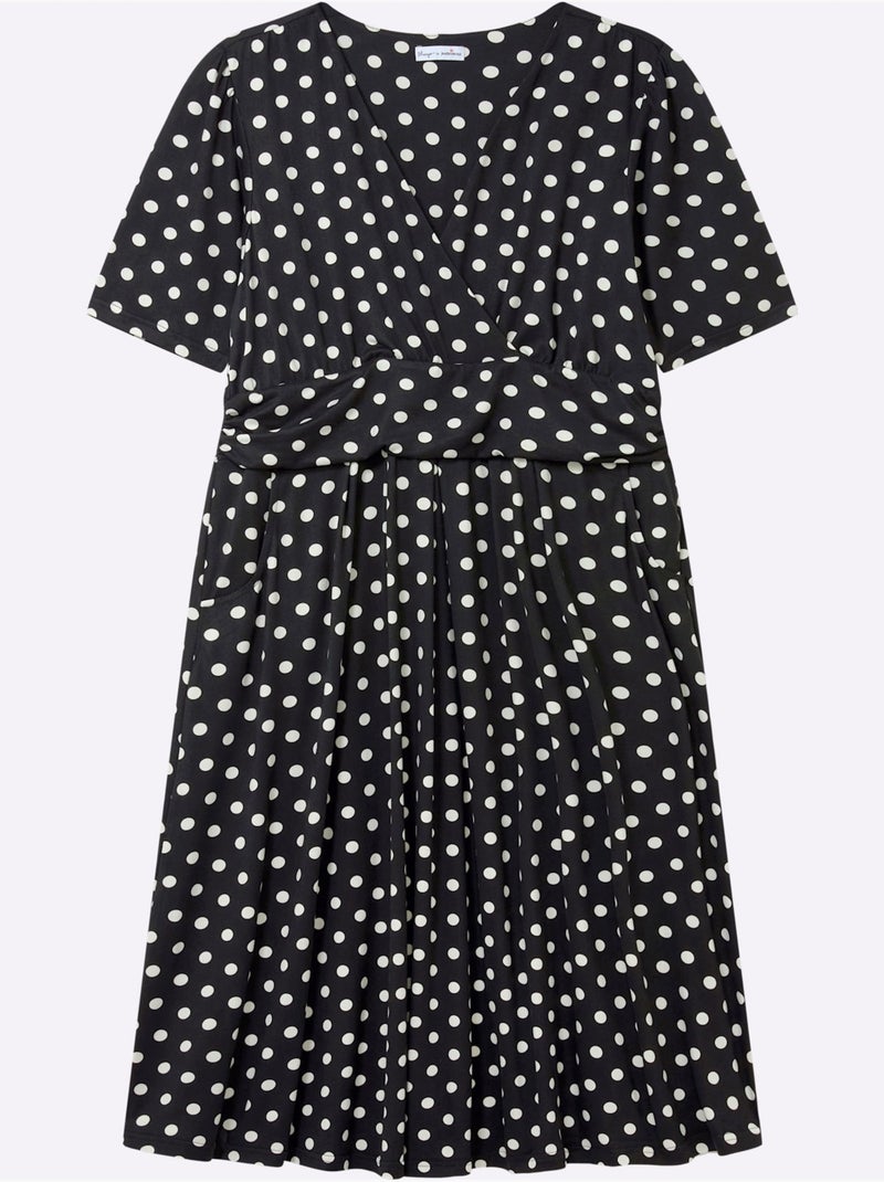 Robe En Jersey Joli Motif à Pois - Taille Standard - Sheego Noir Blanc - Kiabi