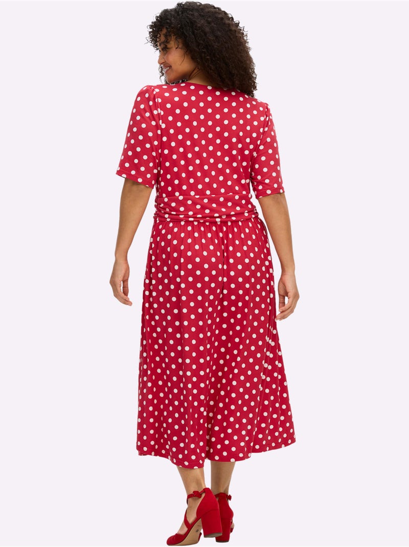 Robe En Jersey Joli Motif à Pois - Taille Standard - Sheego Rouge - Kiabi
