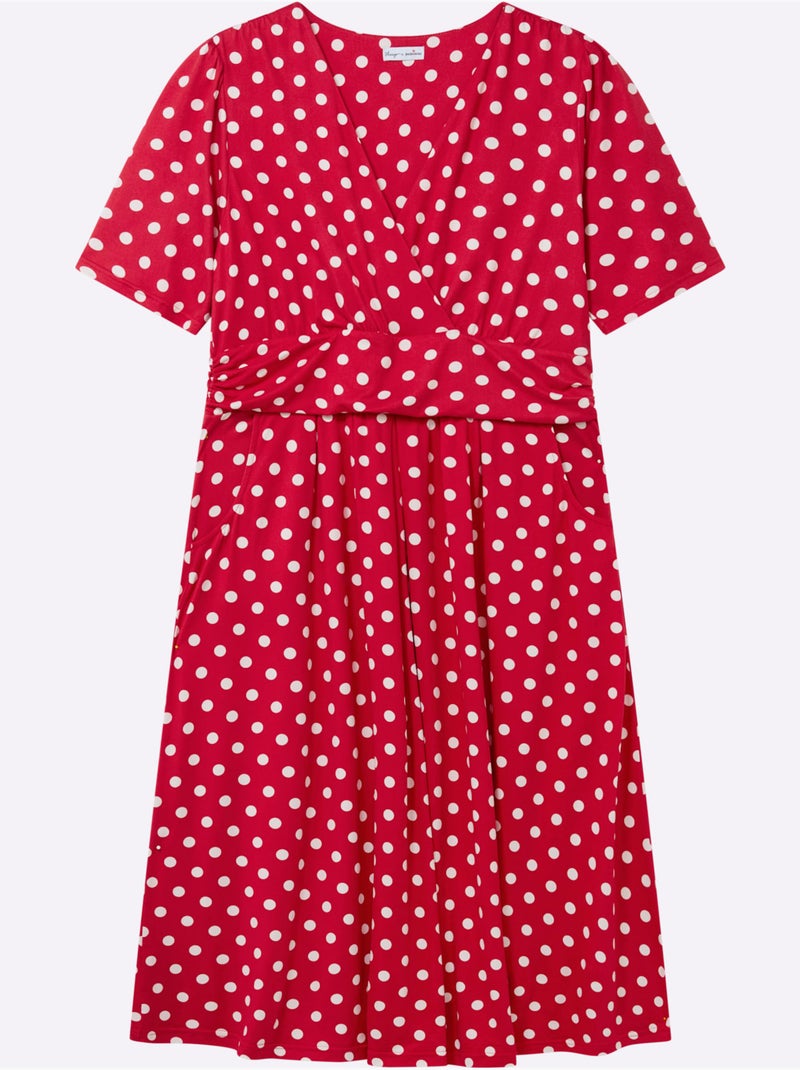 Robe En Jersey Joli Motif à Pois - Taille Standard - Sheego Rouge - Kiabi