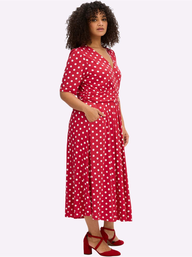 Robe En Jersey Joli Motif à Pois - Taille Standard - Sheego Rouge - Kiabi