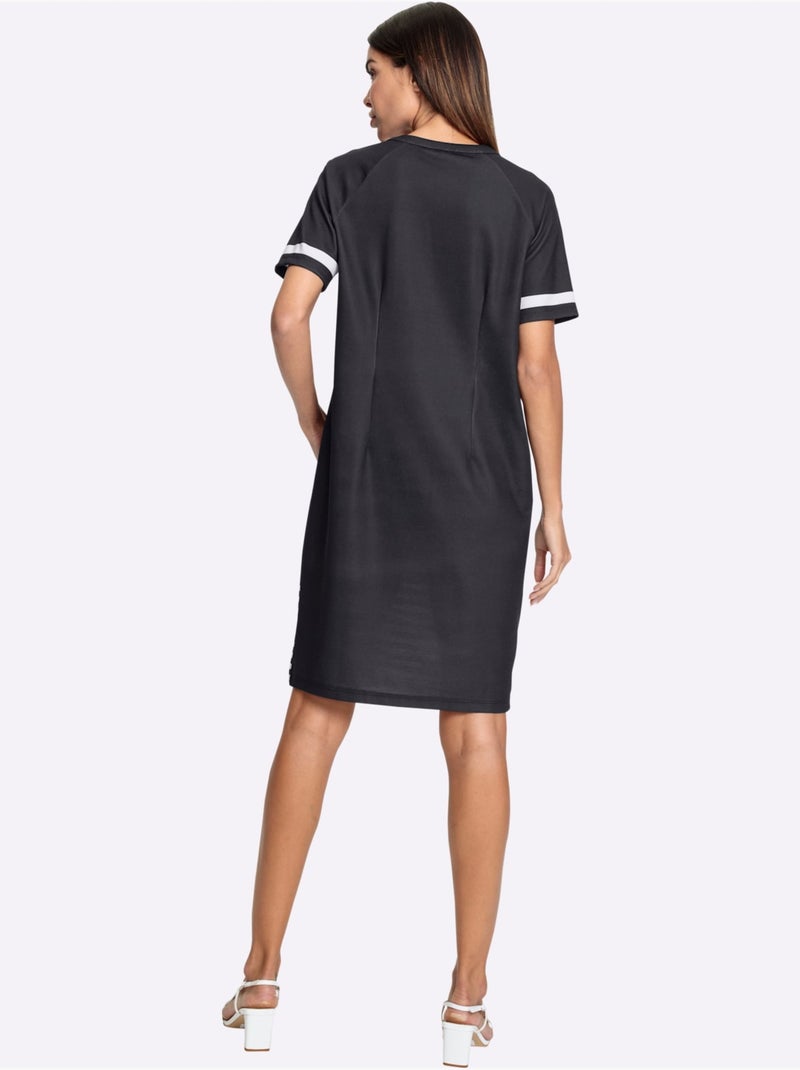 Robe En Jersey Jolies Pierres Brillantes Fantaisie - Taille Standard - helline Noir Blanc - Kiabi