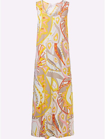Robe en jersey léger sans manches encolure ronde et motif abstrait - Taille standard - Helline