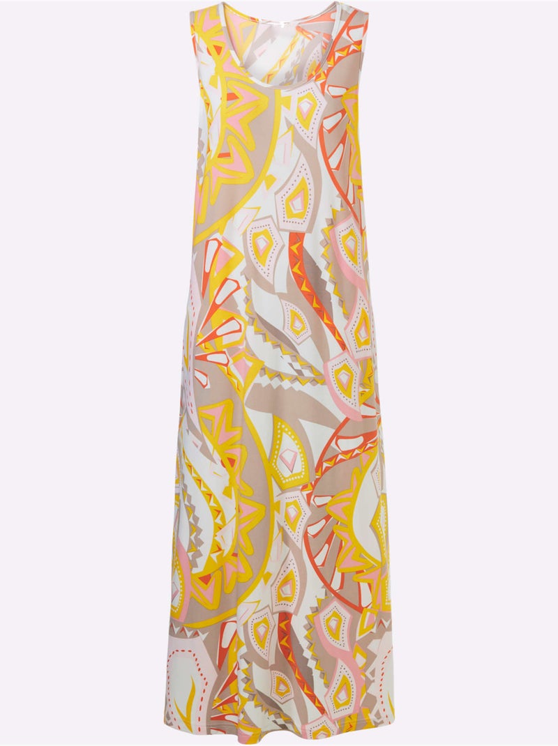 Robe en jersey léger sans manches encolure ronde et motif abstrait - Taille standard - Helline Rose clair - Kiabi