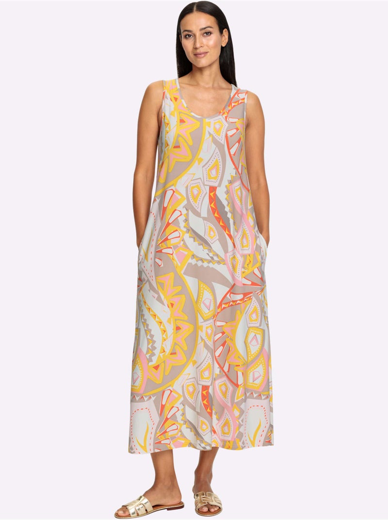 Robe en jersey léger sans manches encolure ronde et motif abstrait - Taille standard - Helline Rose clair - Kiabi