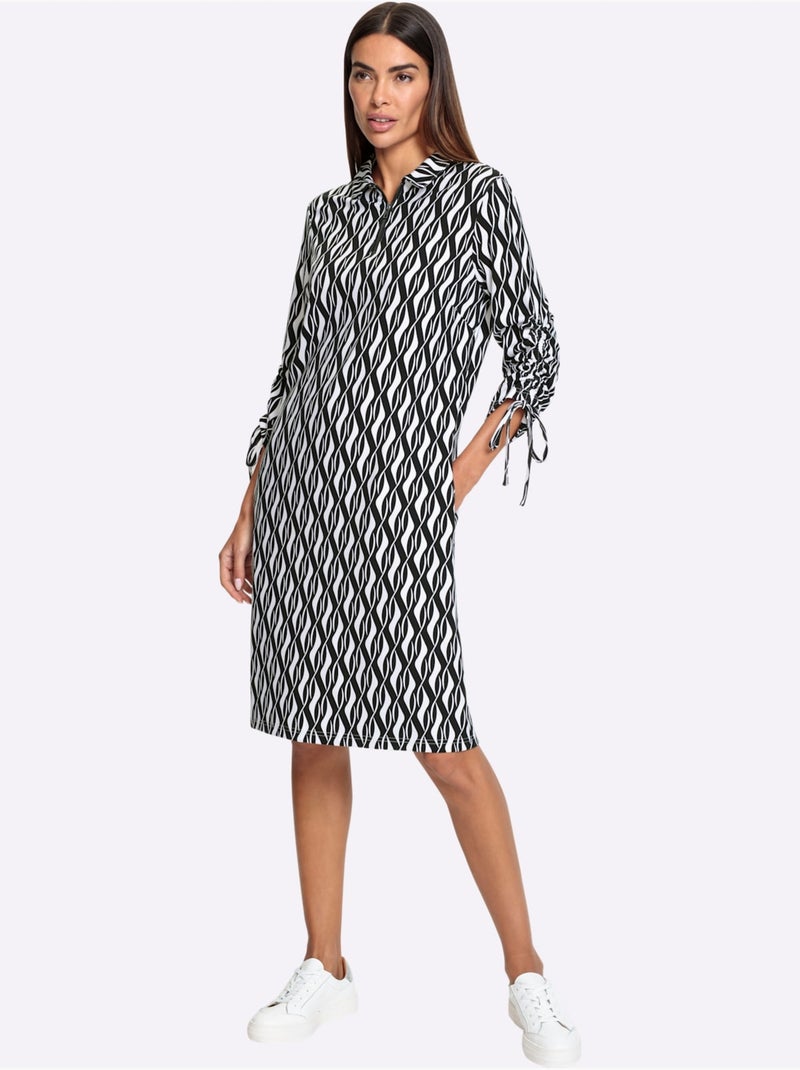 Robe En Jersey Lien Réglable Aux Manches - Taille Standard - Helline Noir Blanc - Kiabi