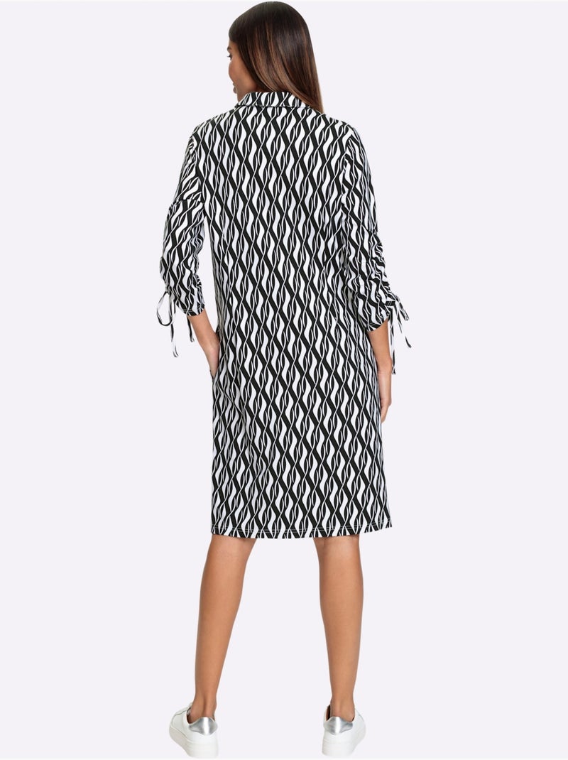 Robe En Jersey Lien Réglable Aux Manches - Taille Standard - Helline Noir Blanc - Kiabi