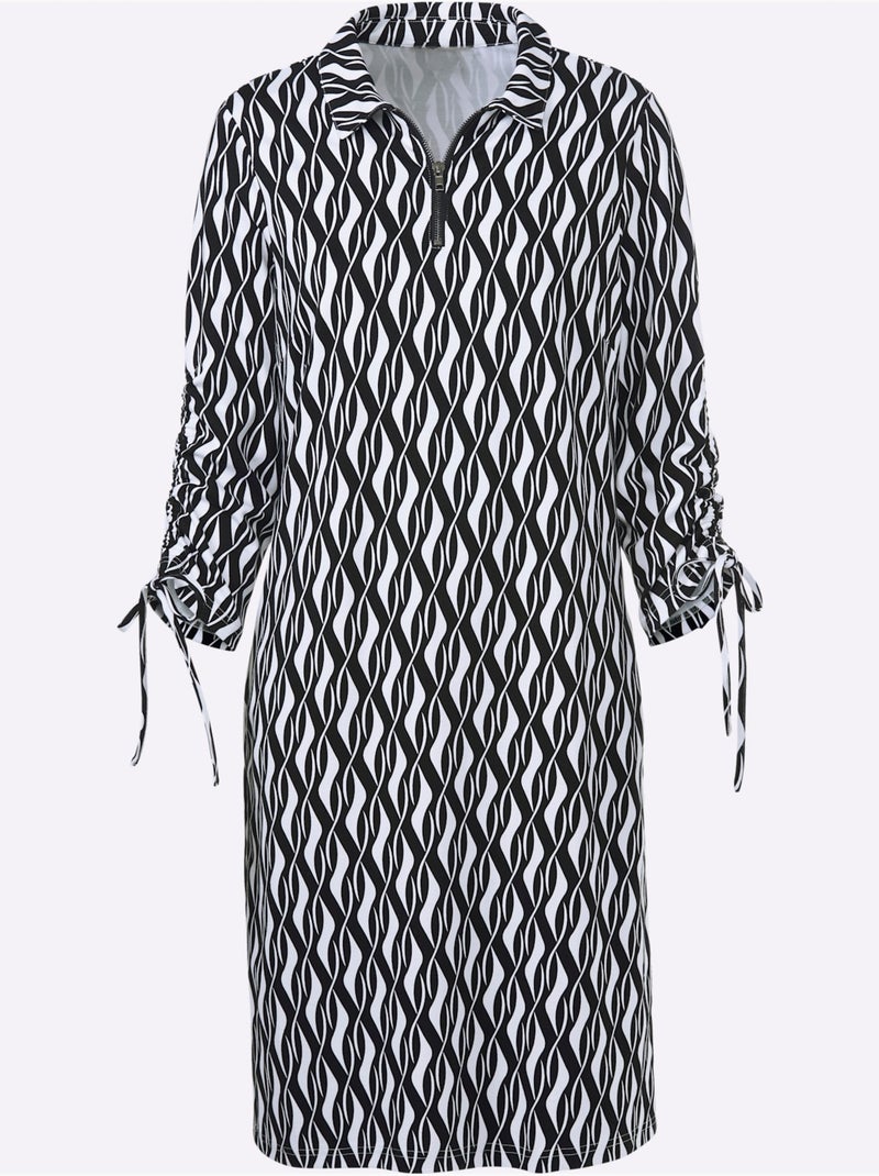 Robe En Jersey Lien Réglable Aux Manches - Taille Standard - Helline Noir Blanc - Kiabi