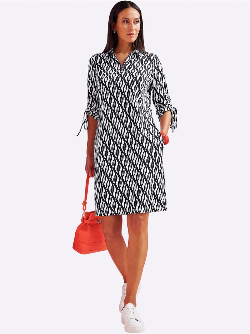 Robe En Jersey Lien Réglable Aux Manches - Taille Standard - Helline Noir Blanc - Kiabi