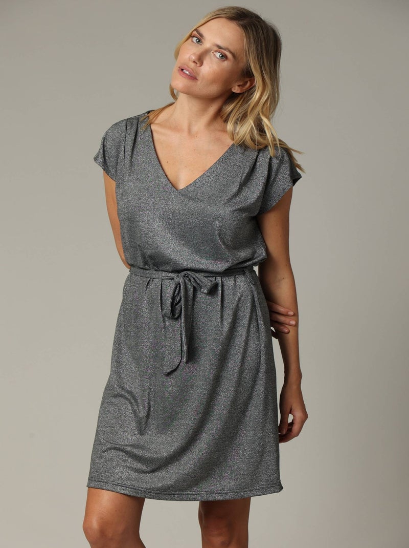 Robe en jersey lurex avec ceinture intégrée 'Deeluxe' Noir - Kiabi