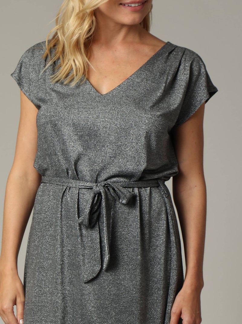Robe en jersey lurex avec ceinture intégrée 'Deeluxe' Noir - Kiabi