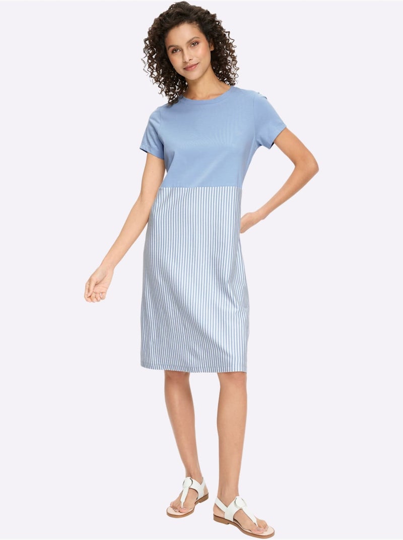 Robe En Jersey Motif à Rayures Mode - Taille Standard - Helline Bleu - Kiabi