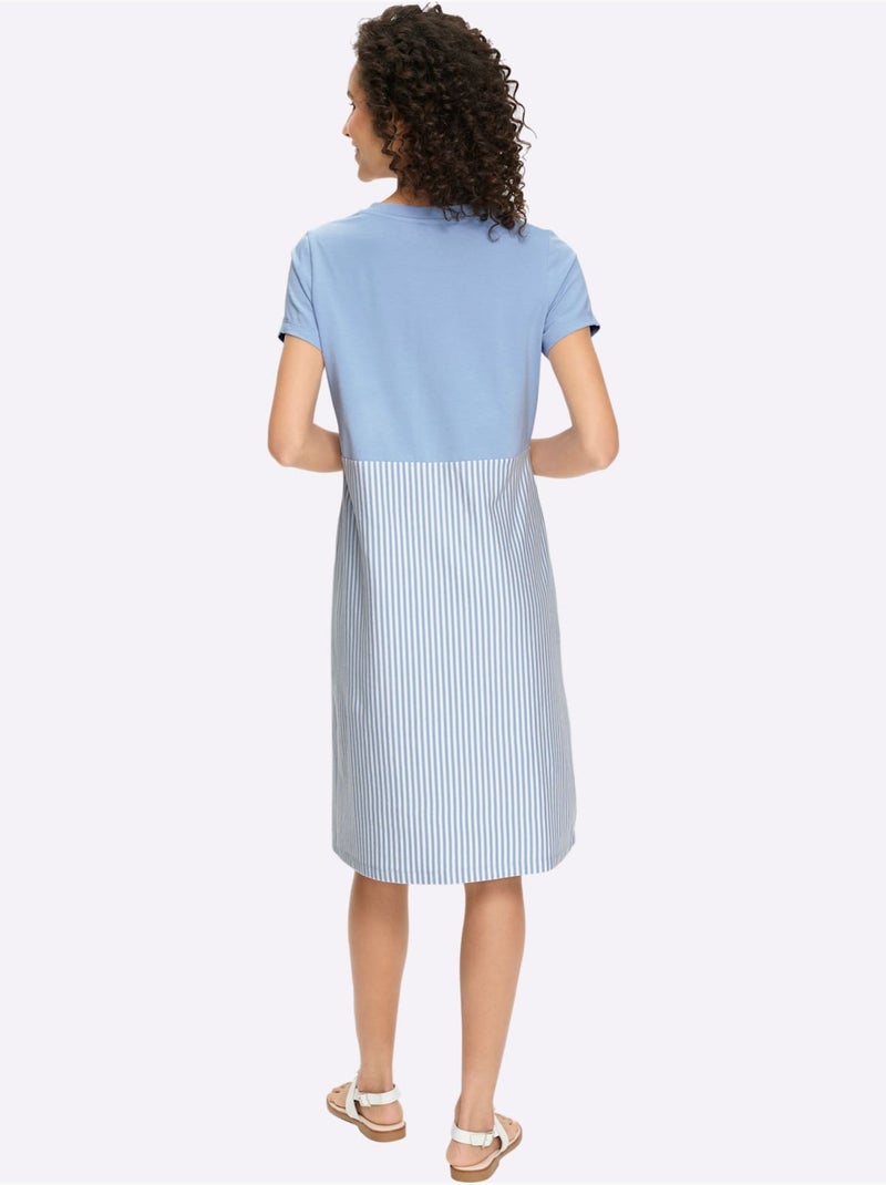 Robe En Jersey Motif à Rayures Mode - Taille Standard - Helline Bleu - Kiabi