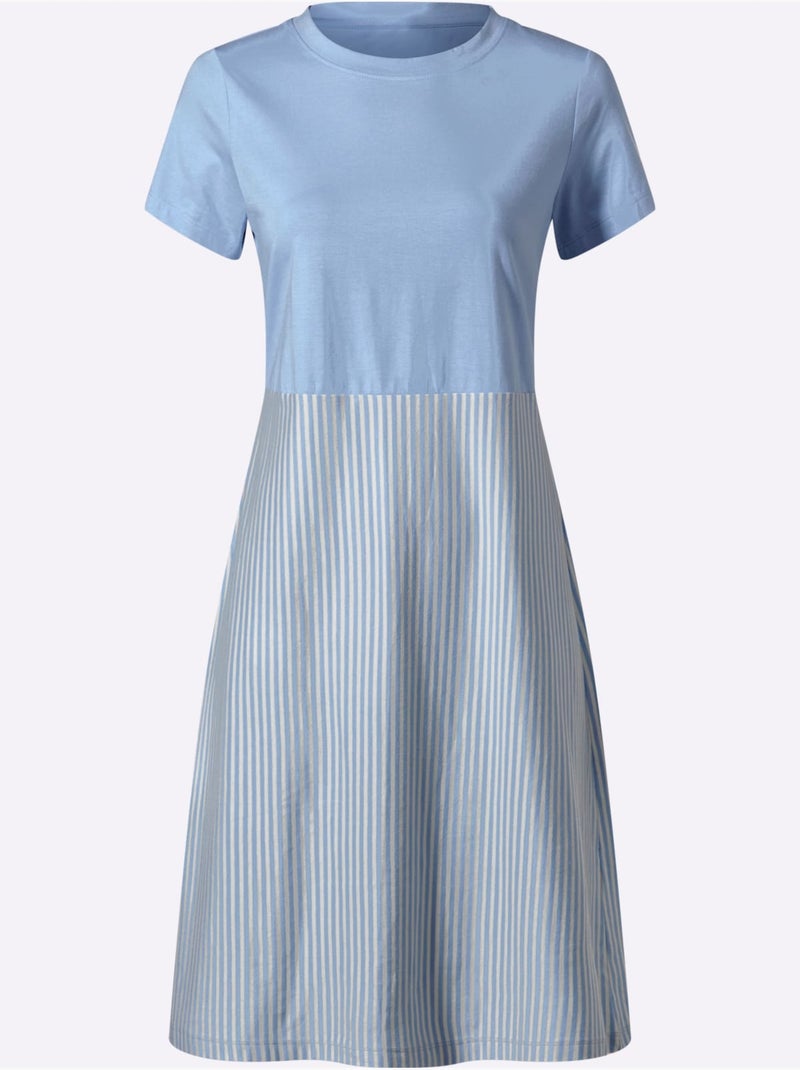 Robe En Jersey Motif à Rayures Mode - Taille Standard - Helline Bleu - Kiabi